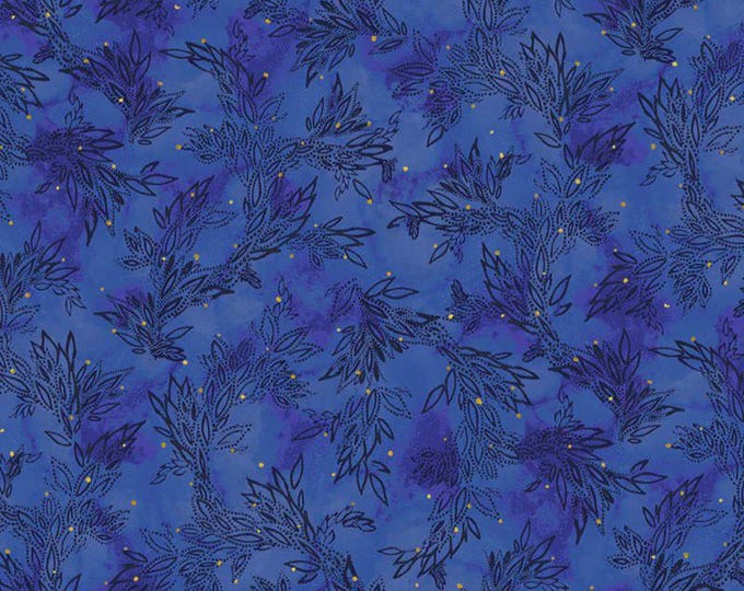 Painted Sea Leafy Sea Trails- Dark Blue, 100% Cotton, PSEA-5946-DB