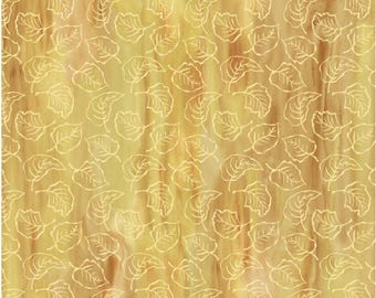 Spring In The Northwoods Stained Glass Leaves Gold, 100% Cotton, SINW 5418 LI