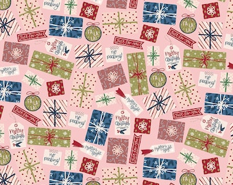 Christmas Village - Pretty Presents Pink by Katherine Lenius for by Riley Blake Designs, 100% Fine Cotton Fabric, C12243-Pink