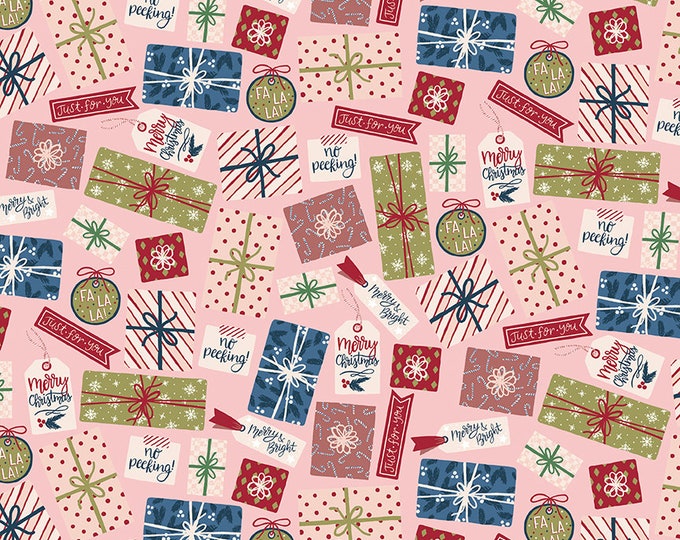 Christmas Village - Pretty Presents Pink by Katherine Lenius for by Riley Blake Designs, 100% Fine Cotton Fabric, C12243-Pink