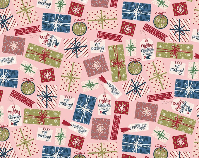Christmas Village - Pretty Presents Pink by Katherine Lenius for by Riley Blake Designs, 100% Fine Cotton Fabric, C12243-Pink