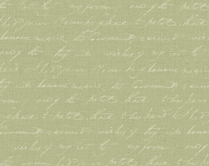 Petal Bouquet - Script Avocado by Katie Pertiet for P&B Textiles, 100% Premium Cotton Fabric, PBOU-4965 A
