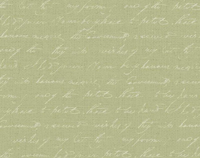 Petal Bouquet - Script Avocado by Katie Pertiet for P&B Textiles, 100% Premium Cotton Fabric, PBOU-4965 A