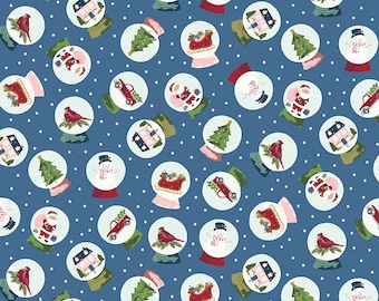 Christmas Village - Snow Globes Denim by Katherine Lenius for by Riley Blake Designs, 100% Fine Cotton Fabric, C12242-Denim