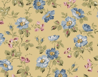 Midnight Garden Floral Dijon, 100% Cotton, C12541-Dijon