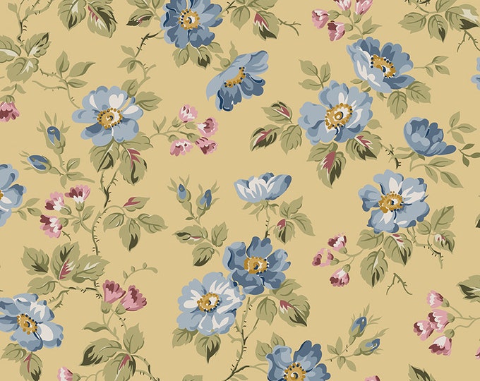 Midnight Garden - Floral Dijon by Gerri Robinson for by Riley Blake Designs, 100% Fine Cotton Fabric, C12541-Dijon