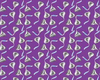Celebrate with Hershey Valentine's Day Kisses Toss Purple by Riley Blake Designs, 100% Fine Cotton Fabric, C12803-PURPLE