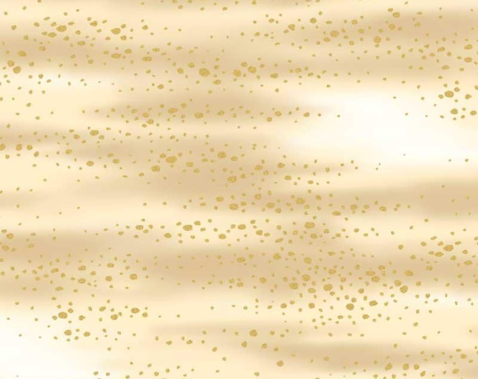 Tsuru Flowing Blender - Cream with Gold Metallic Highlights by P&B Textiles, 100% Premium Cotton Fabric, TSUR 5263 E