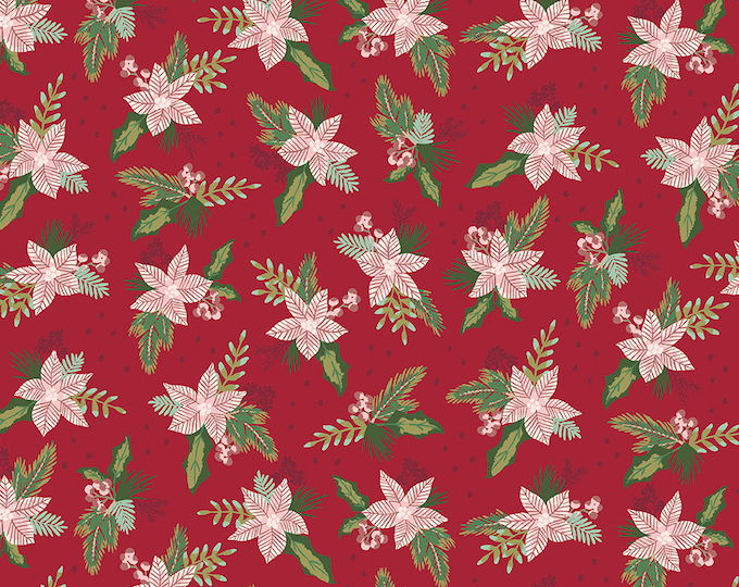 Christmas Village - Winter Blooms Red by Katherine Lenius for by Riley Blake Designs, 100% Fine Cotton Fabric, C12241-Red