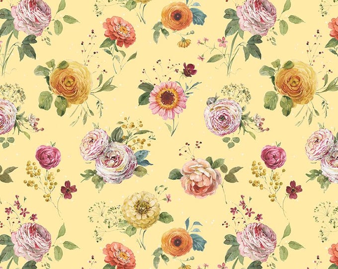 Sketchbook Stems Sunny by Lisa Audit for Riley Blake Designs, 100% Cotton, CD17521-Sunny