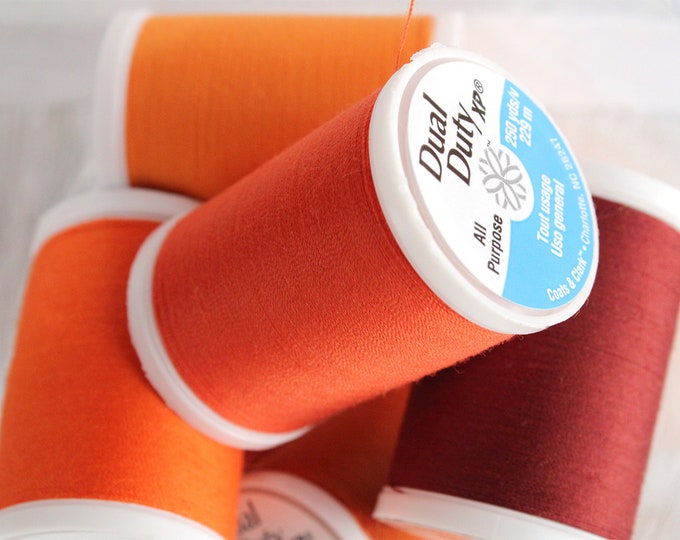 Oranges - 250 yds Coats & Clark Dual Duty XP All Purpose Polyester Thread 250yds, Size 50, Tex 30, Art. S910