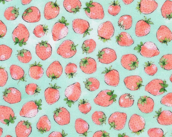 Strawberry Season  - Strawberry Toss Seaform, 100% Cotton, ABYD-22314-241 SEAFOAM