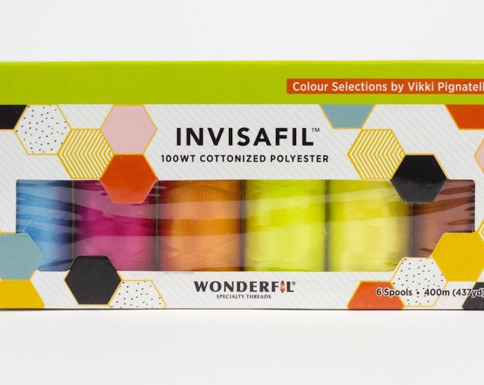 InvisaFil Mini Applique Pack IF-B007, 100wt Cottonized Polyester Thread, 6 per Box, 400m (437yd) Spools, IF-B007-Box
