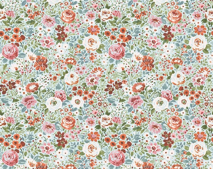 Sketchbook Flower Garden Blue by Lisa Audit for Riley Blake Designs, 100% Cotton, CD17522-Blue