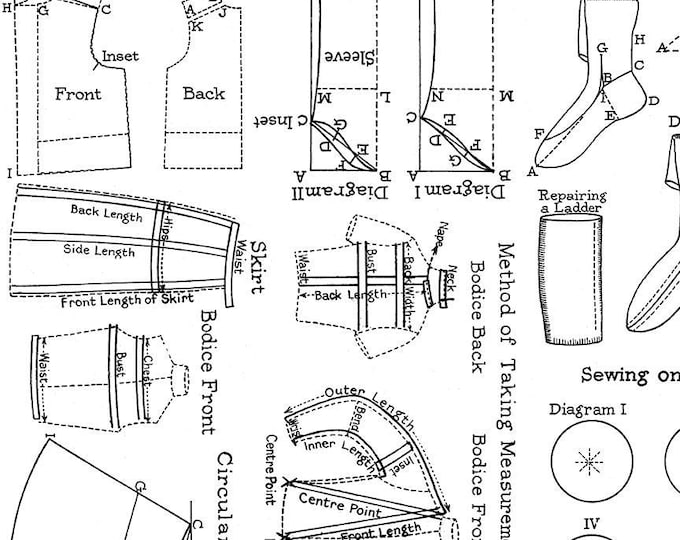 Sew Journal Needlecraft White by J. Wecker Frisch for Riley Blake Designs, 100% Cotton Fabric, C13896-WHITE
