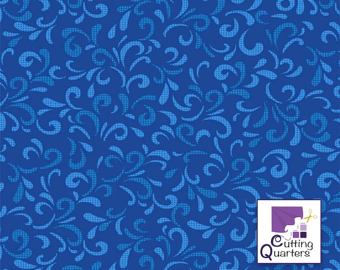 Baby Beluga - Water Drops Dark Blue for P&B Textiles,  100% Premium Cotton Fabric, BBEL-4685-DB