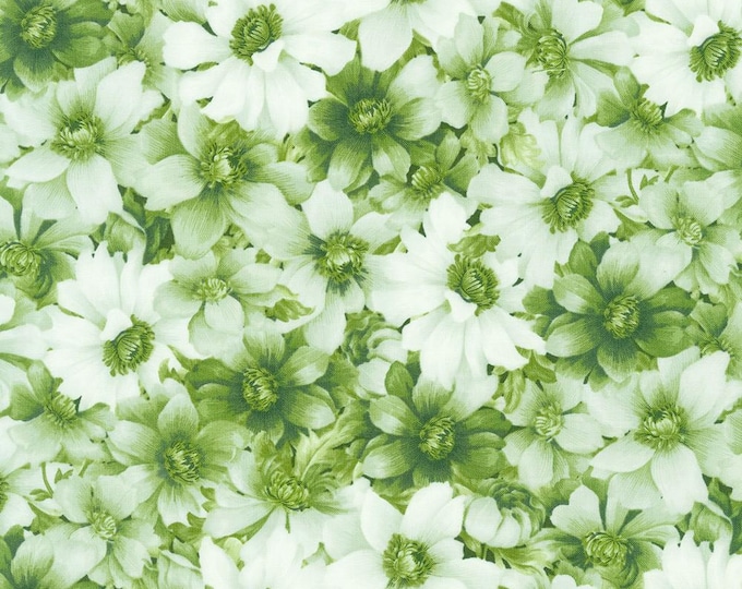 Flowerhouse: Softly Packed Flowers Green, 100% Cotton, FLH-21700-7