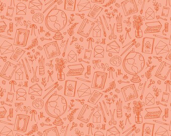 Floral Charms Collection of Things Apricot by Kelsey Carlson for Riley Blake Designs, 100% Cotton Fabric, C15761-APRICOT