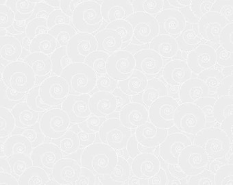 Ramblings 10 Swirled Shells White on White by P&B Textiles, 100% Premium Cotton Fabric, RA10 764W