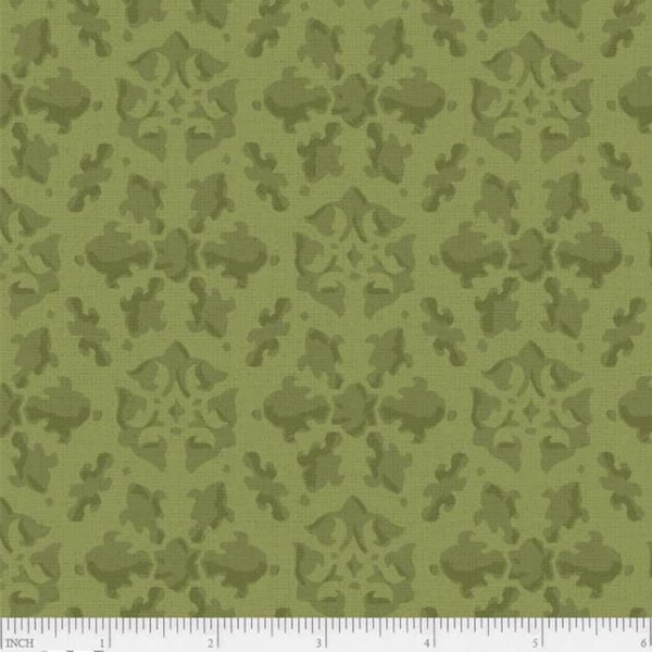 Petal Bouquet - Damask Green by Katie Pertiet for P&B Textiles, 100% Premium Cotton Fabric, PBOU-4966 G