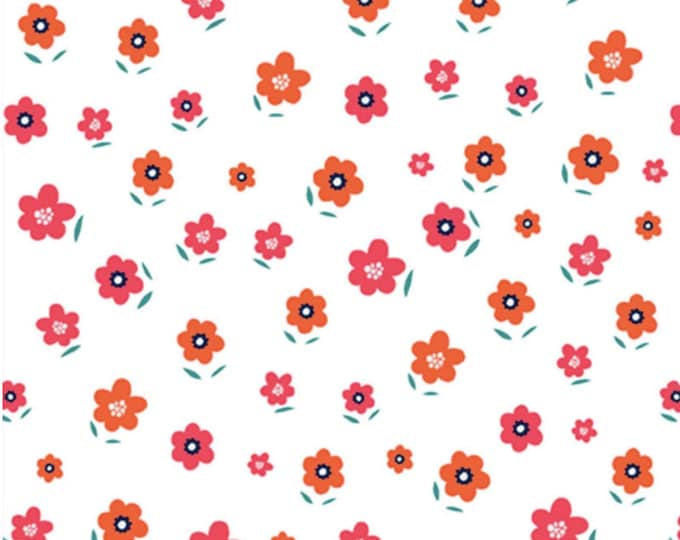 Birdsong - Tossed Flowers White, 100% Cotton, BSON 5862 W