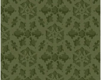 Petal Bouquet Damask Dark Green, 100% Cotton, PBOU-4966 GG