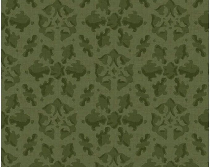 Petal Bouquet - Damask Dark Green by Katie Pertiet for P&B Textiles, 100% Premium Cotton Fabric, PBOU-4966 GG