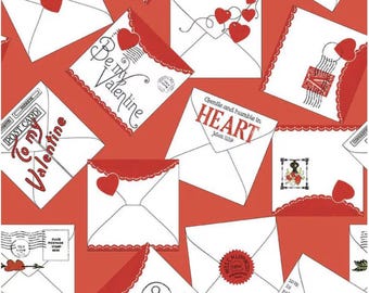 All My Heart Valentine Greeting Red by J. Wecker Frisch for Riley Blake Designs, 100% Cotton Fabric, C14137-RED