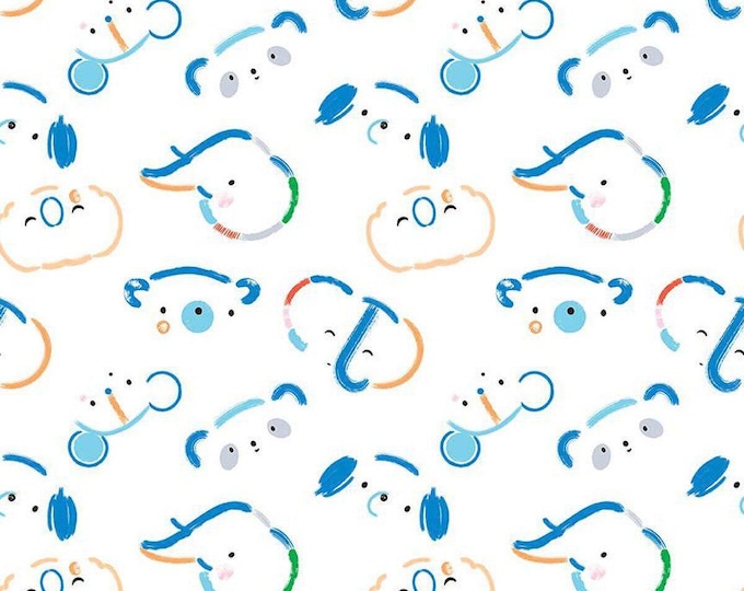 Our Little Band Animal Toss White by Crayola for Riley Blake Designs, 100% Fine Cotton Fabric, C13061-WHITE