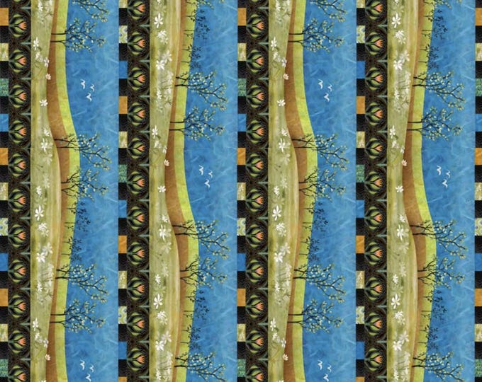 Spring In The Northwoods Border Stripe by Jamie Kalvestran for P&B Textiles, 100% Premium Cotton Fabric, SINW 5412 MU