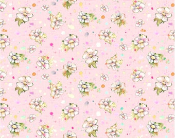 Boots and Blooms - Small Floral Pink for P&B Textiles, 100% Premium Cotton Fabric, BBLO-4740-P