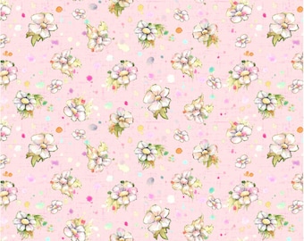 Boots and Blooms - Small Floral Pink for P&B Textiles, 100% Premium Cotton Fabric, BBLO-4740-P