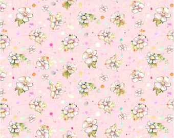 Boots and Blooms - Small Floral Pink for P&B Textiles, 100% Premium Cotton Fabric, BBLO-4740-P