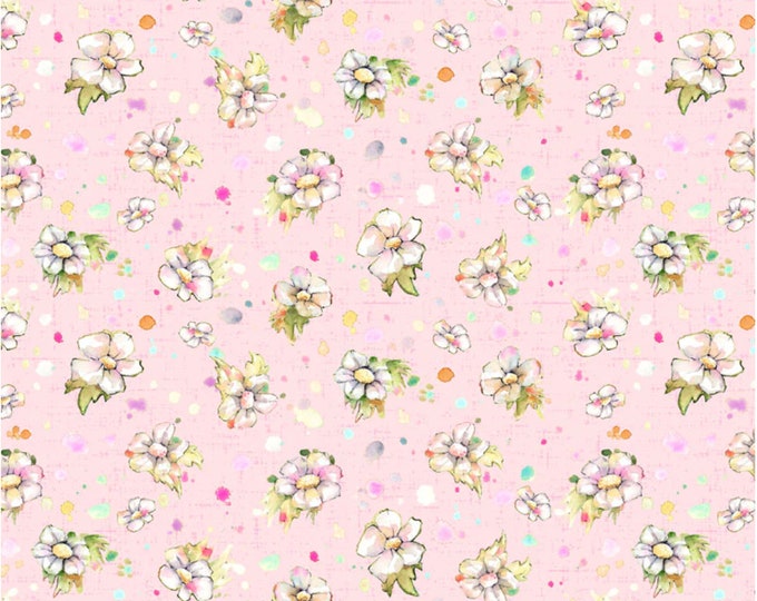 Boots and Blooms - Small Floral Pink for P&B Textiles, 100% Premium Cotton Fabric, BBLO-4740-P