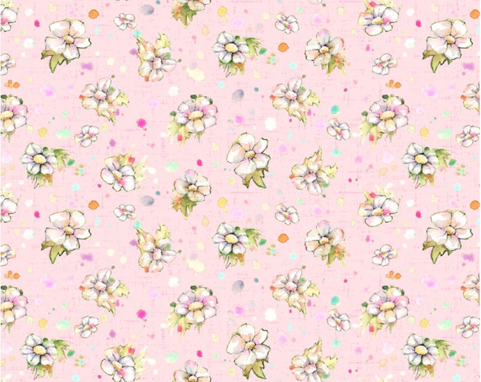 Boots and Blooms - Small Floral Pink for P&B Textiles, 100% Premium Cotton Fabric, BBLO-4740-P