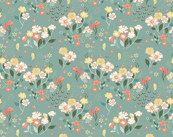 New Beginnings Floral Teal by Sandy Gervais for Riley Blake Designs, 100% Cotton Fabric, C15751-TEAL