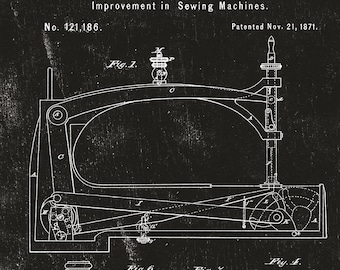 Sew Journal Sewing Machine Patent Black, 100% Cotton, C13887-BLACK