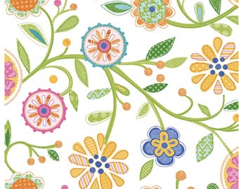 Serendipity - Serendipity White by Jessica Flick for Benartex Designer Fabrics, 100% Cotton Fabric, 16118-09