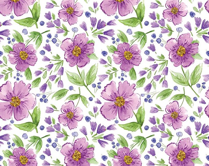 Plum Petals Main Cloud by Diane Labombarde by Lori Holt for Riley Blake Designs, 100% Cotton Fabric, C15640-CLOUD