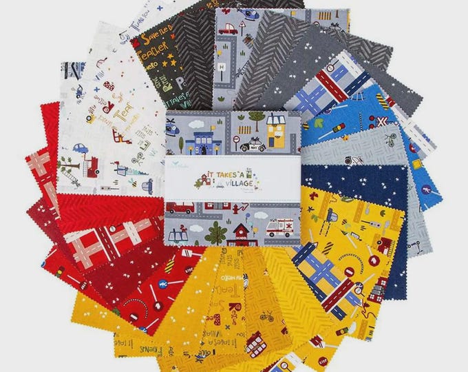 It Takes A Village 5" Stacker by Jennifer Long for Riley Blake, 100 % Cotton, 5-15460-42
