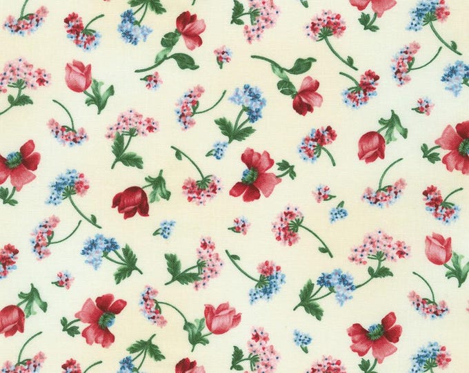 Flowerhouse: Softly Tossed Flowers Natural, 100% Cotton, FLH-21701-14