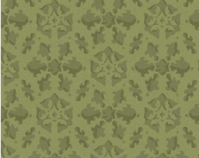 Petal Bouquet - Damask Green by Katie Pertiet for P&B Textiles, 100% Premium Cotton Fabric, PBOU-4966 G