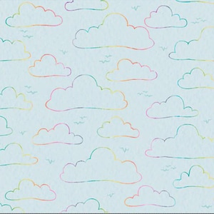 Whiskerville - Floating Clouds Blue par P&B Textiles, 100 % coton, WSKR 05752 LT