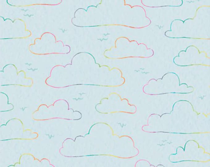 Whiskerville - Floating Clouds Blue by P&B Textiles, 100% Cotton, WSKR 05752 LT