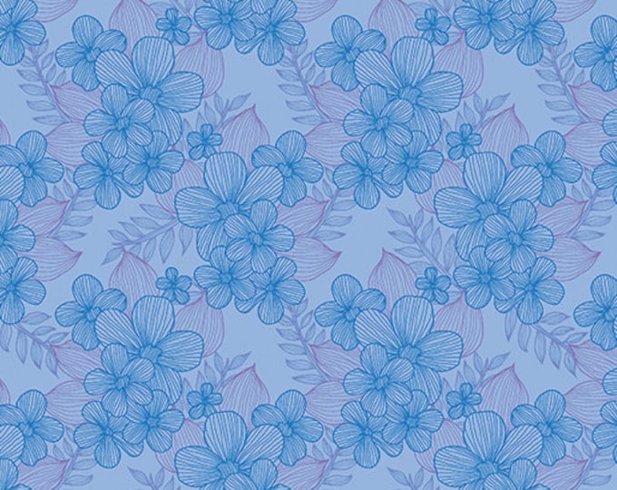 Lace Blue - Judy's Bloom Collection by Eleanor Burns for Benartex Designer Fabrics, 100% Cotton Fabric, 13555-50