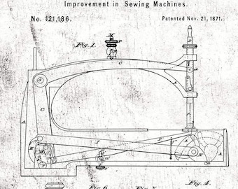 Sew Journal Sewing Machine Patent White, 100% Cotton, C13887-WHITE