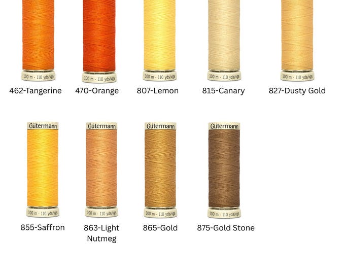 Gutermann Sew-all Polyester All Purpose Thread 100m/110yds - Oranges, Yellows & Golds