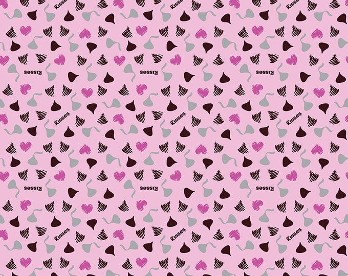 Celebrate with Hershey Valentine's Day Kisses & Hearts Pink Sparkle by Riley Blake Designs, 100% Fine Cotton Fabric, SC12805-PINK