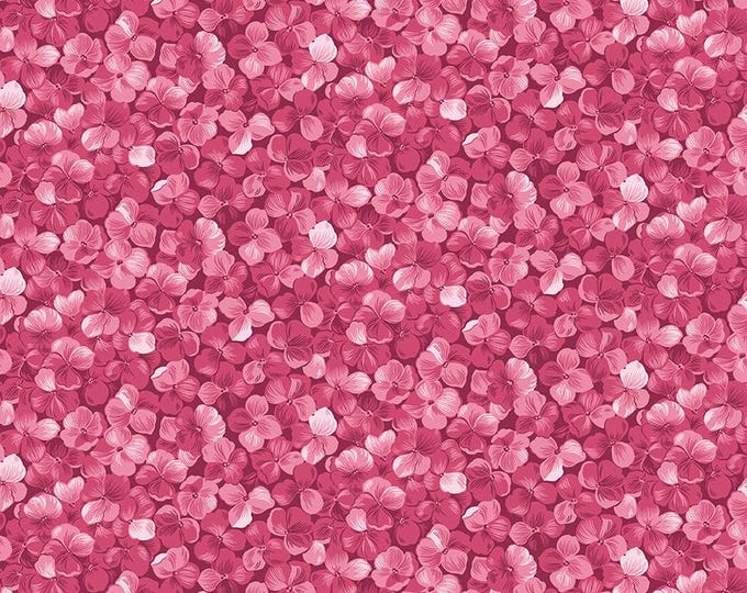 Hydrangeas in the Garden Allover Floral Raspberry Pearl, 100% Cotton Fabric, CPL16831-RASPBERRY