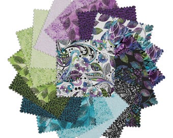 Go with the Flow 5" Charm Pack by Ann Lauer for Benartex Fabrics, 100% Cotton, 42 pcs, GWFL5PK